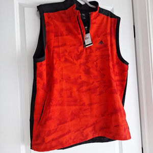 NWT Adidas Climastorm Competition Wind Vest Mens L Large Red Black Running Golf